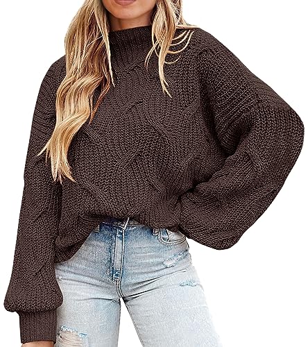 PRETTYGARDEN Women's Fall Oversized Pullover Sweaters Casual Crewneck Long Sleeve Chunky Cable Knit Tops Winter Clothing