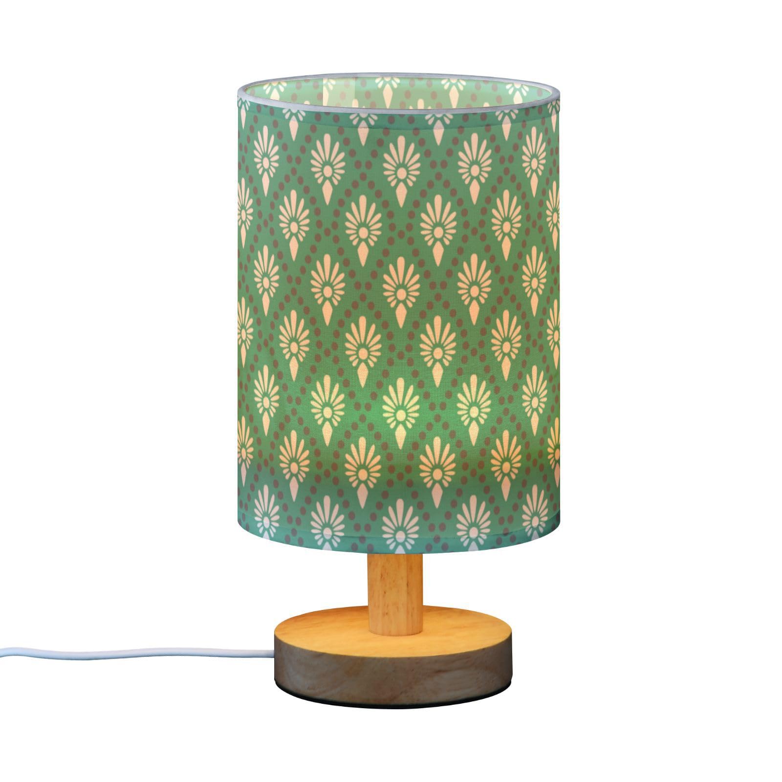 FRODOTGV Desk Lamp Small Table Lamp with USB Port Green White Checkered Lamps for Kids End Table