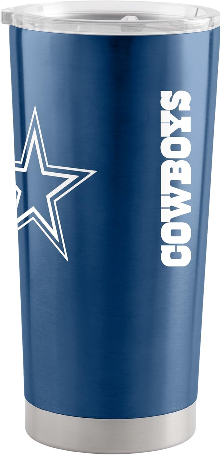 Team Fan Apparel NFL 20oz Gameday Stainless Steel Tumbler, Insulated For Hot & Cold, Slider Lid, On-The-Go Travel, Officially Licensed (Dallas Cowboys - Navy)