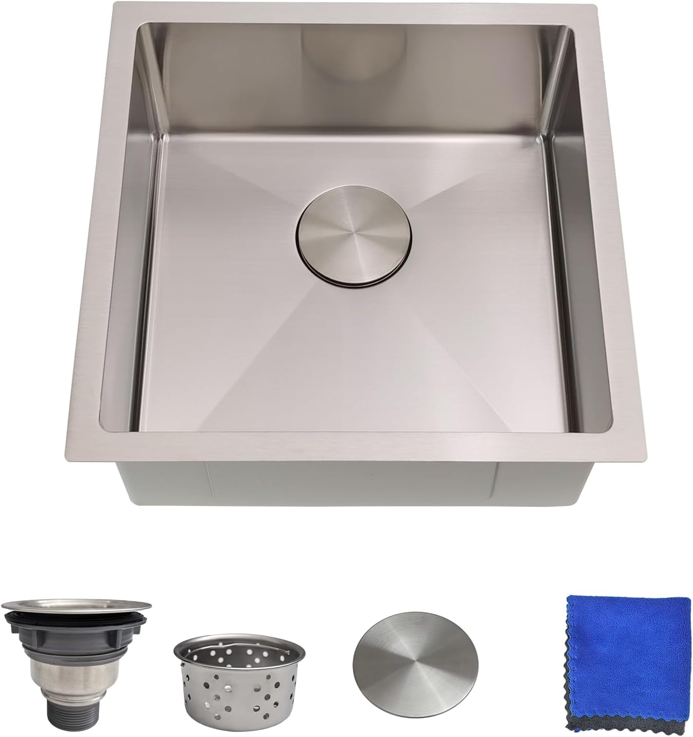 18 Inch Undermount Bar Sink – Delironexu 18 Gauge Stainless Steel Bar Sink, 18x18x8 Small Kitchen sink with Brushed Finish, Wet bar sinks Undermount for RV, Outdoor, and Prep Use Stainless Steel 18x18x8 Undermount