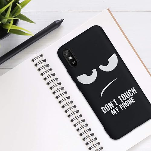 Miniatura 2 de kwmobile Funda de silicona TPU compatible con Xiaomi Redmi 9A9AT - Funda suave - No toques mi teléfono blanconegro