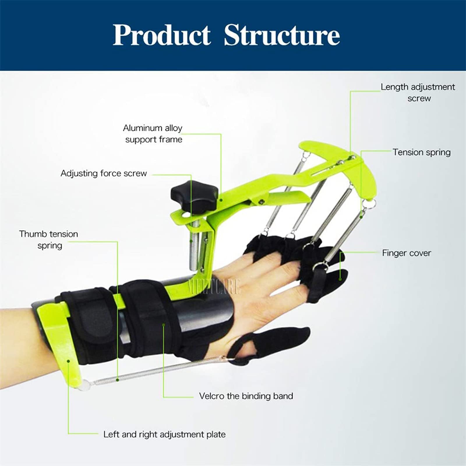 Ejercitador de muñeca Corrector de muñeca y Dedo Ortesis dinámica de Dedo Ortesis de Dedo de muñeca Férula de Dedo Ortesis dinámica Herramienta de Entrenamiento de reparación de Manos Utilizada para
