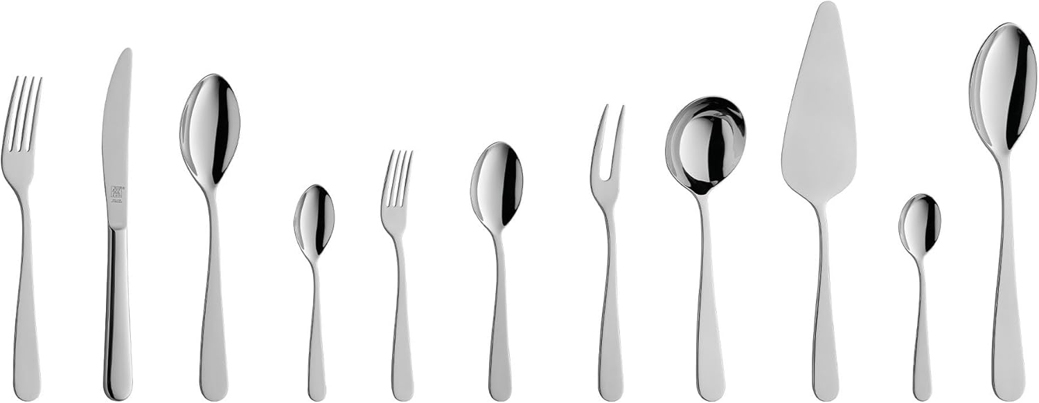 ZWILLING Greenwich Cutlery Set, 68 Pieces, for 12 People, 18/10 Stainless Steel, High Quality Blade Steel, Polished, Silver