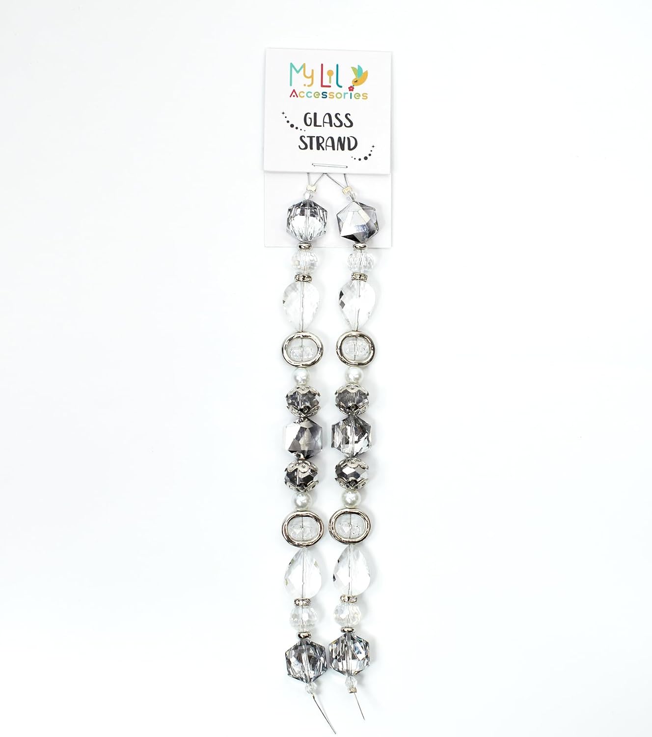 Glass Beads for Bracelets Jewelry Making Adults Keychains Bead Strand Large Unique Crystal Assortment for Craft Rondelle Faceted Flat Crackle Sparkly Bling Cute Pretty Beading Kit (2-pcs Crystal)