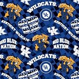 Official Licensed University of Kentucky Cotton Quilting Fabric-Kentucky Wildcats Check Allover Cotton Fabric Sold by The Yard