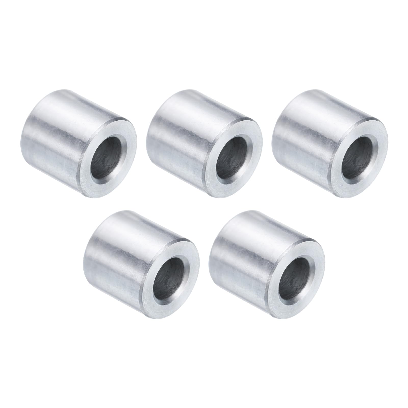 uxcell 5pcs Aluminum Spacer 1/4" Bore x 1/2" OD x 3/8" Length Screw Standoff Bushing Plain Finish Round Metal Spacer for 1/4 ID Screws Bolts and Rods