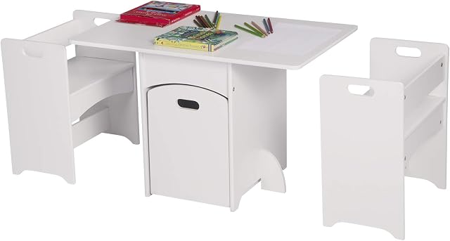 WOLTU Kids Table and Chairs Sets Wooden Children's Desk Table with 2 Chairs 1 removable drawers Stools Set for Preschoolers Boys and Girls Playing Tabel Chair set SG007