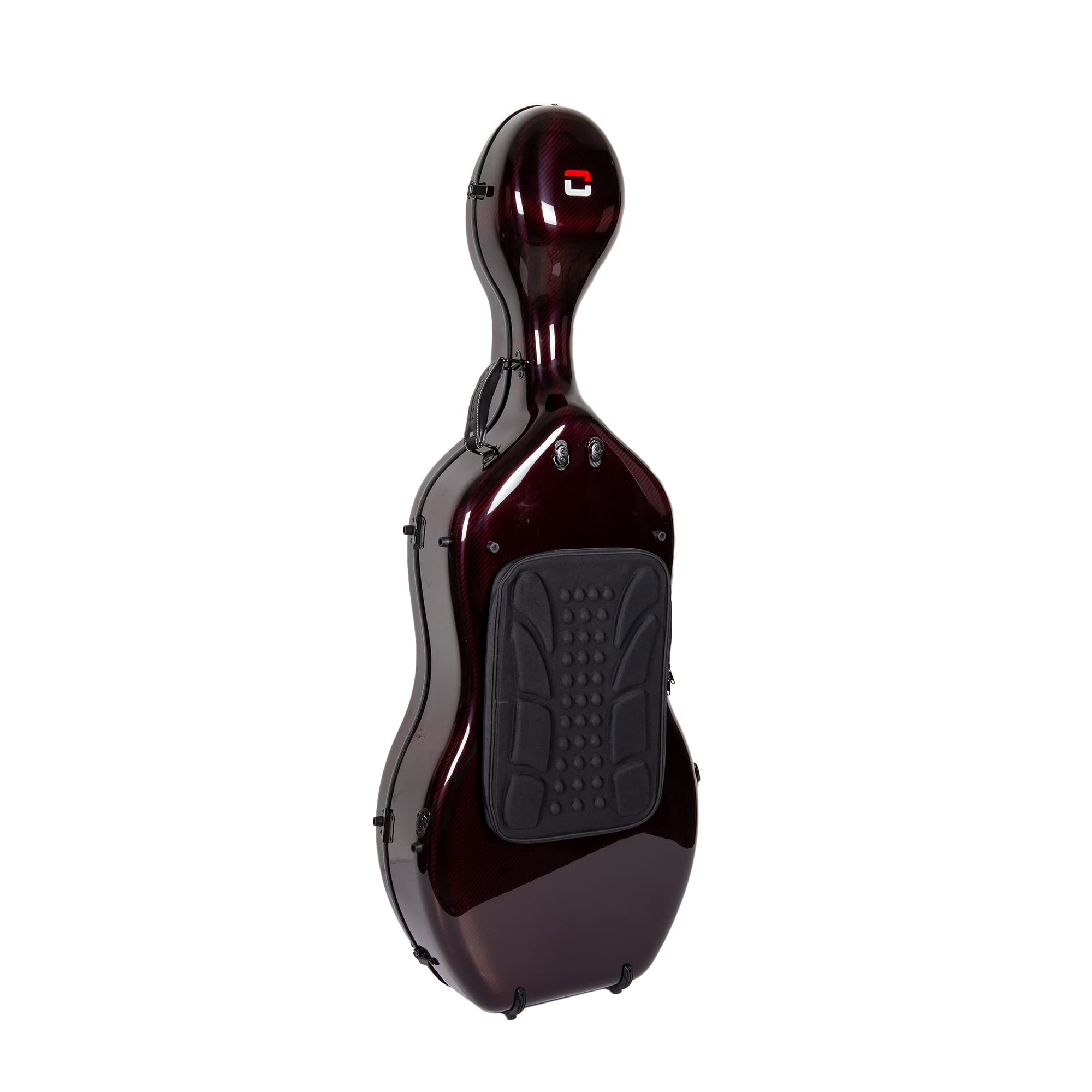 Crossrock Professional 3K Twill Carbon Fiber Cello Case 4/4 Full Size | 7lb Ultra-Light Travel-Ready Hardshell | Aerospace Weave Technology & Deep Crimson Red High-Gloss Finish