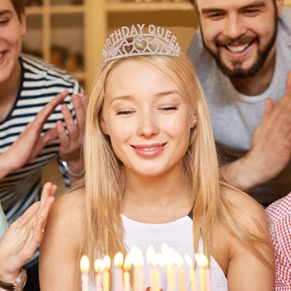 AOPRIE Rose Gold Birthday Queen Tiara and Crown for Women - Rhinestone Crystal Headband - Image 5