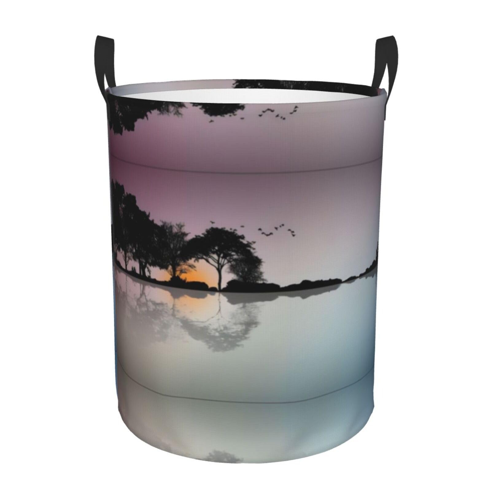 M Circular Hamper Reflection Guitar Print for Dirty Clothes