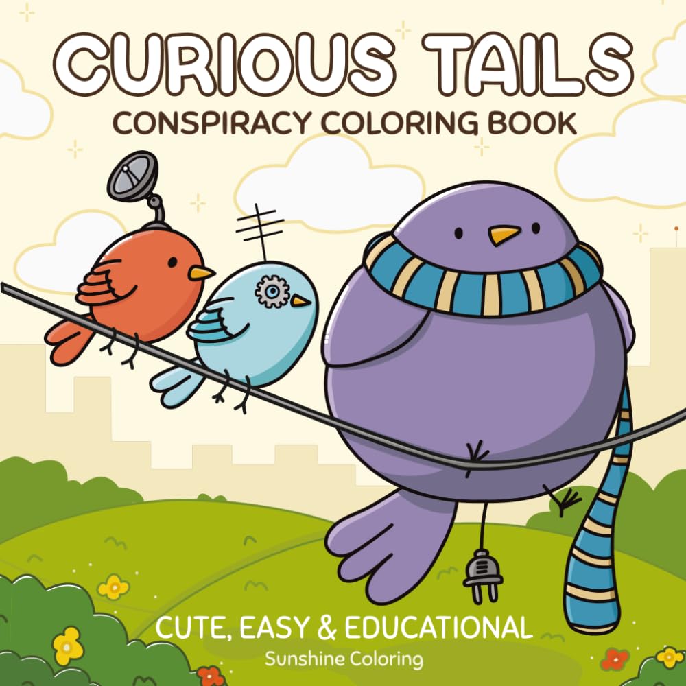 Curious Tails: A Cute Conspiracy Coloring Book featuring Flat Earth, Birds Aren't Real, Reptilian Humanoids and more!