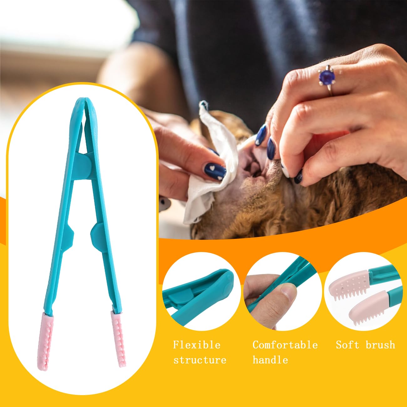 Dog Tear Stain Remover Comb 2 Pcs Double-Headed Pet Eye Comb with Soft Bristles - Image 4