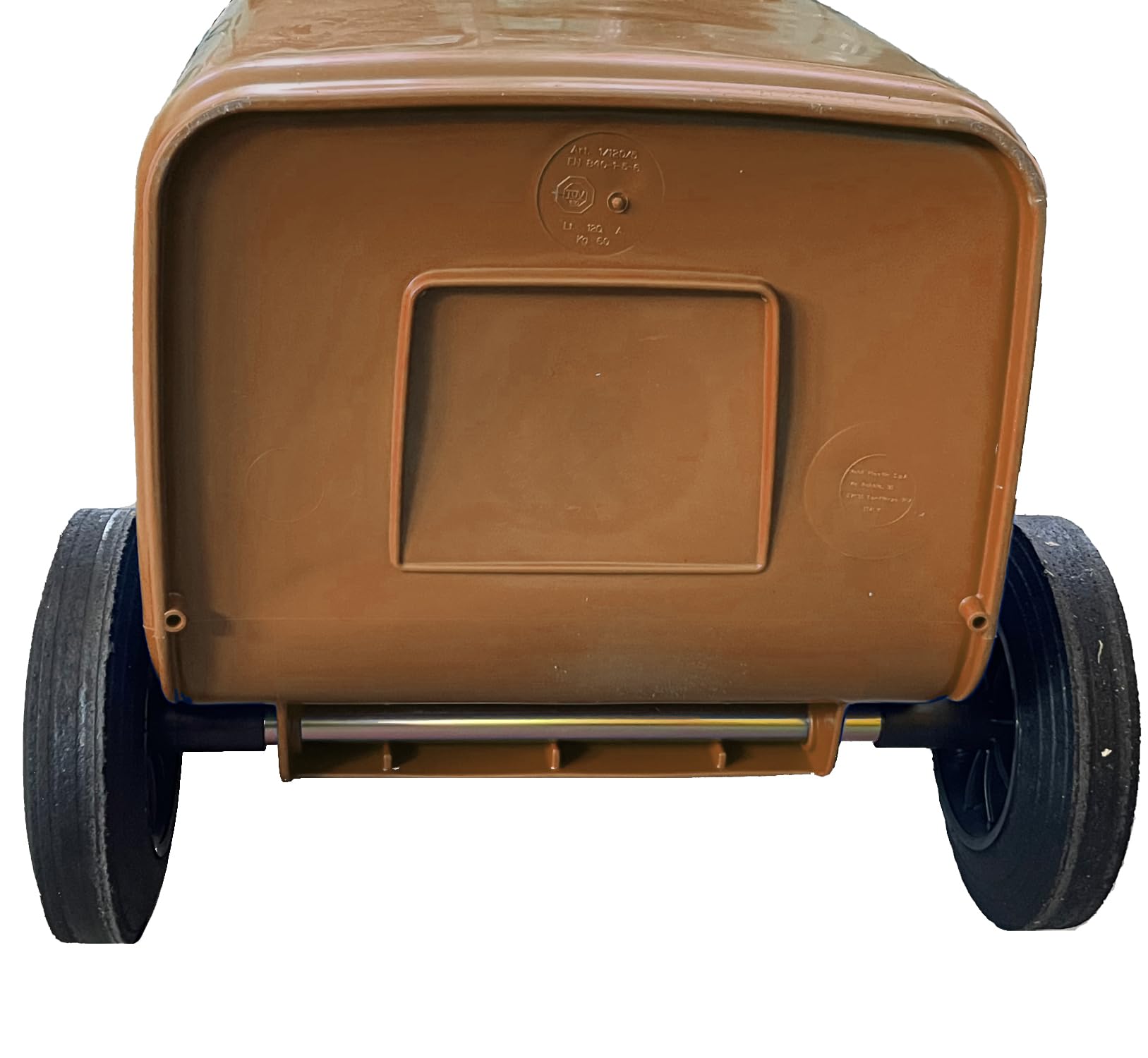 Mobil Plastic - Cubo con ruedas para la recogida selectiva de residuos, 120 l, para uso exterior, color marrón (UNI EN 840)