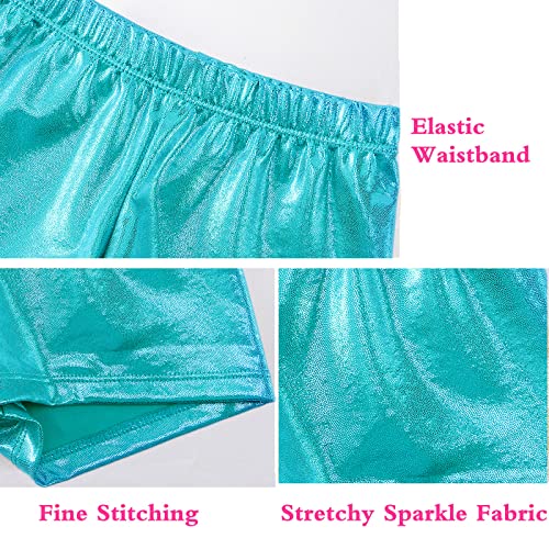 BYONEME Short de dança para meninas para ginástica, shorts atléticos brilhantes com glitter, M01: 1