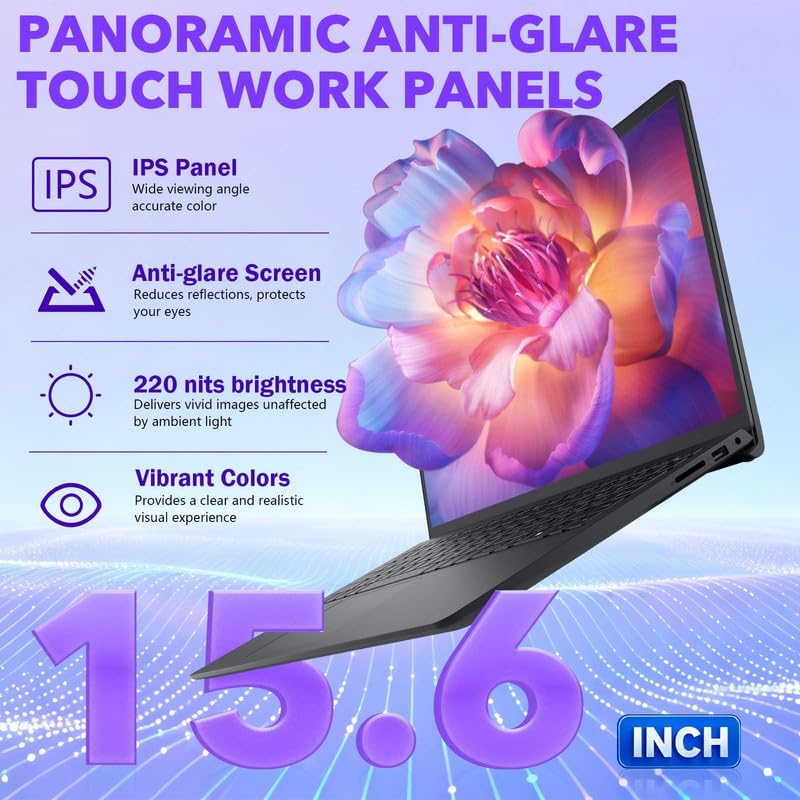 Image of Dell DC15250 15.6 inch Touchscreen Laptop 2026, Intel i7-10 Cores (Up to 5.00 GHz), 32 GB DDR5 RAM 2TB SSD, FHD LED 250 Nits Anti-Glare, Black, Ai Copilot Key, Wi-Fi6, Webcam, Windows 11 Pro