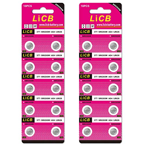 LiCB 20個 SR626SW ボタン電池 酸化銀 時計用【377 、LR66、LR626、AG4、377A相当品】 LiCB 20個 SR626SW ボタン電池 酸化銀 時計用【377 、LR66、LR626、AG4、377A相当品】