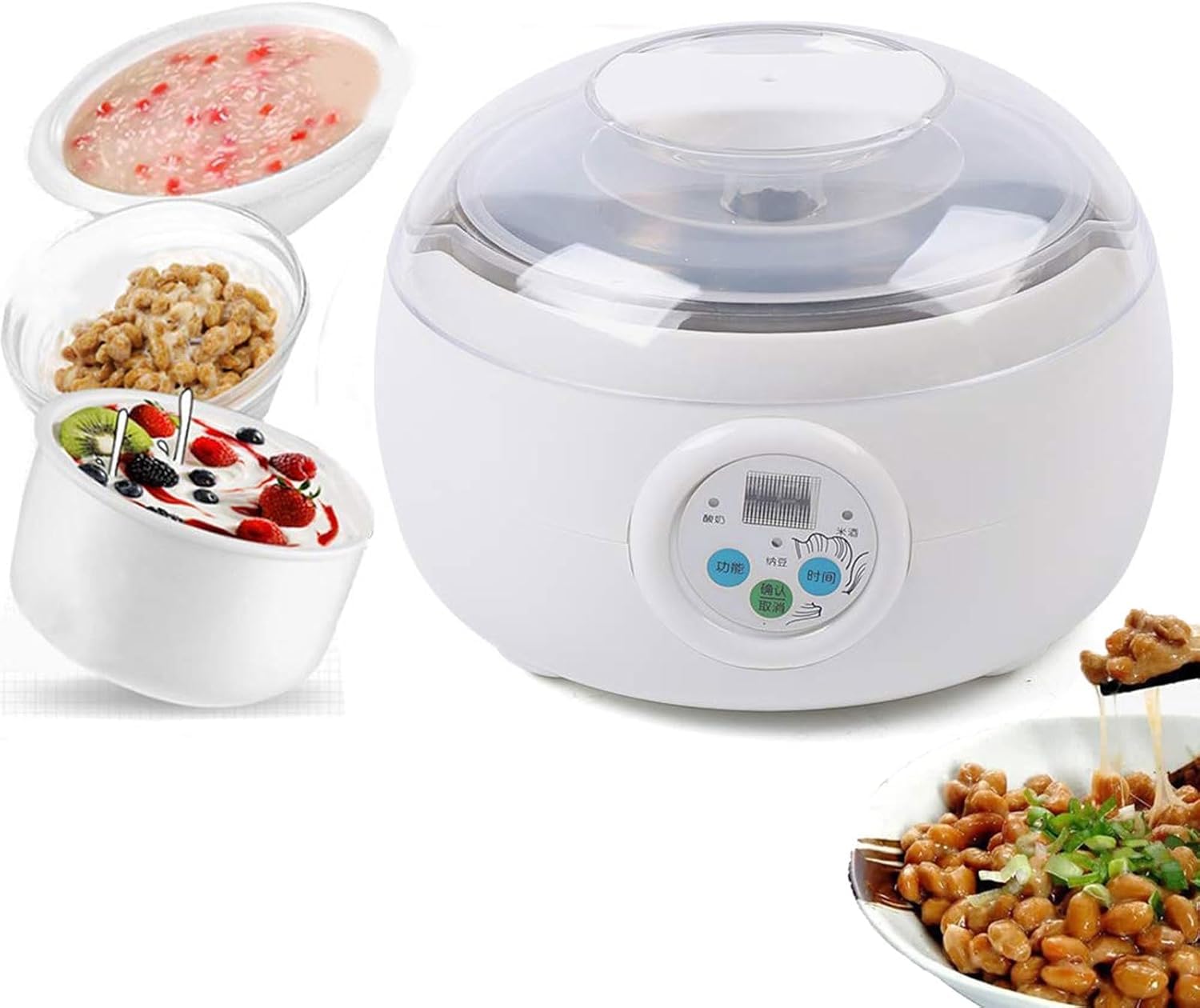 Electric Rice Wine Yogurt Natto Fermentation Machine, 1.5l Intelligent Natto Fermenting Machine, Constant Temperature Control, for Home Organic Yogurt, Cheese Maker, Natto Maker