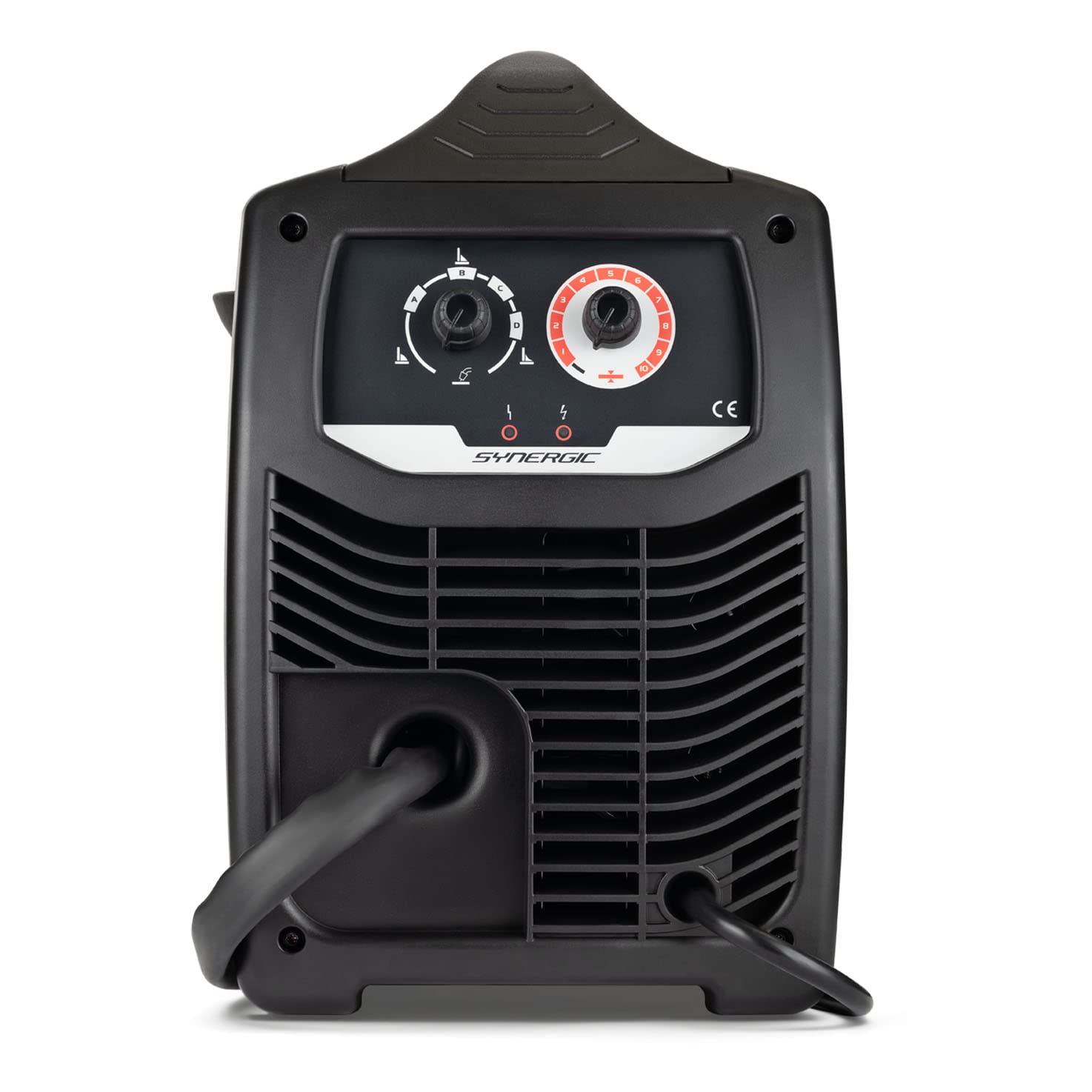 Bag view of Telwin Maxima 160 showing power input and gas connection point