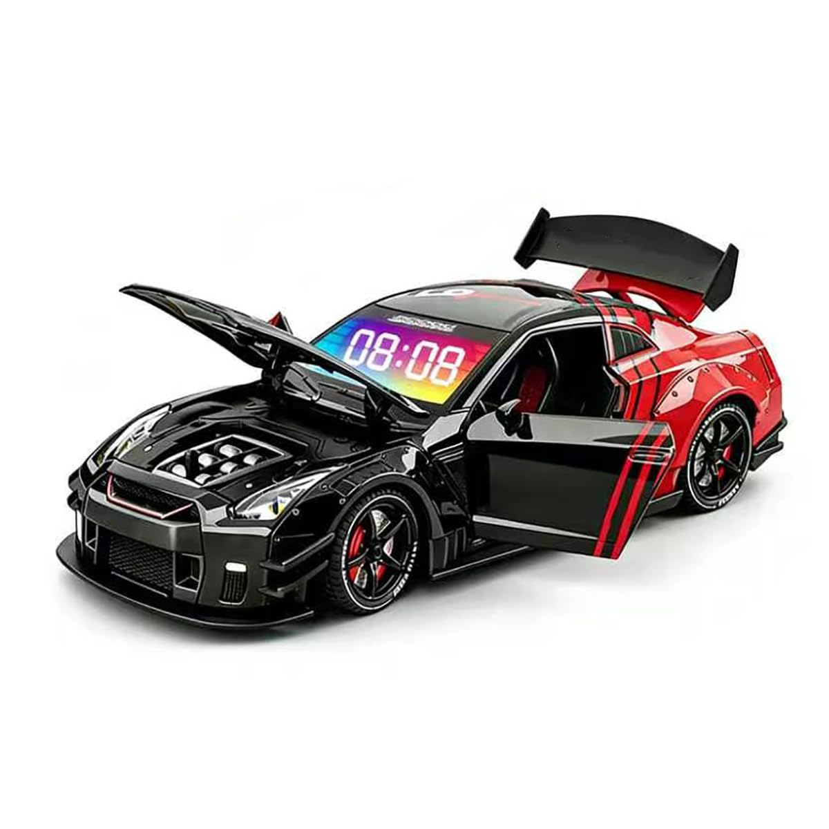 Despertador con diseño de Coche Deportivo y Pantalla de visualización(Rojo)