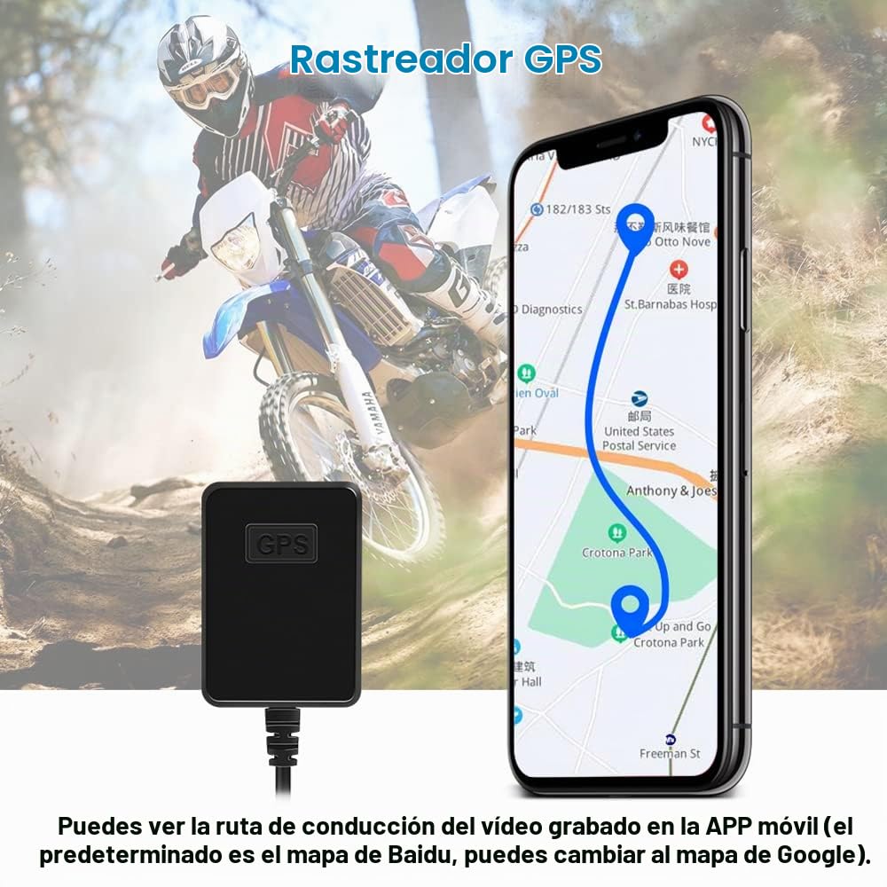 VSYSTO Dashcam motocicleta salpicadero cámara HD 1080p WiFi doble cámara delantera y trasera con GPS impermeable todo el cuerpo DVR descarga video a alta velocidad