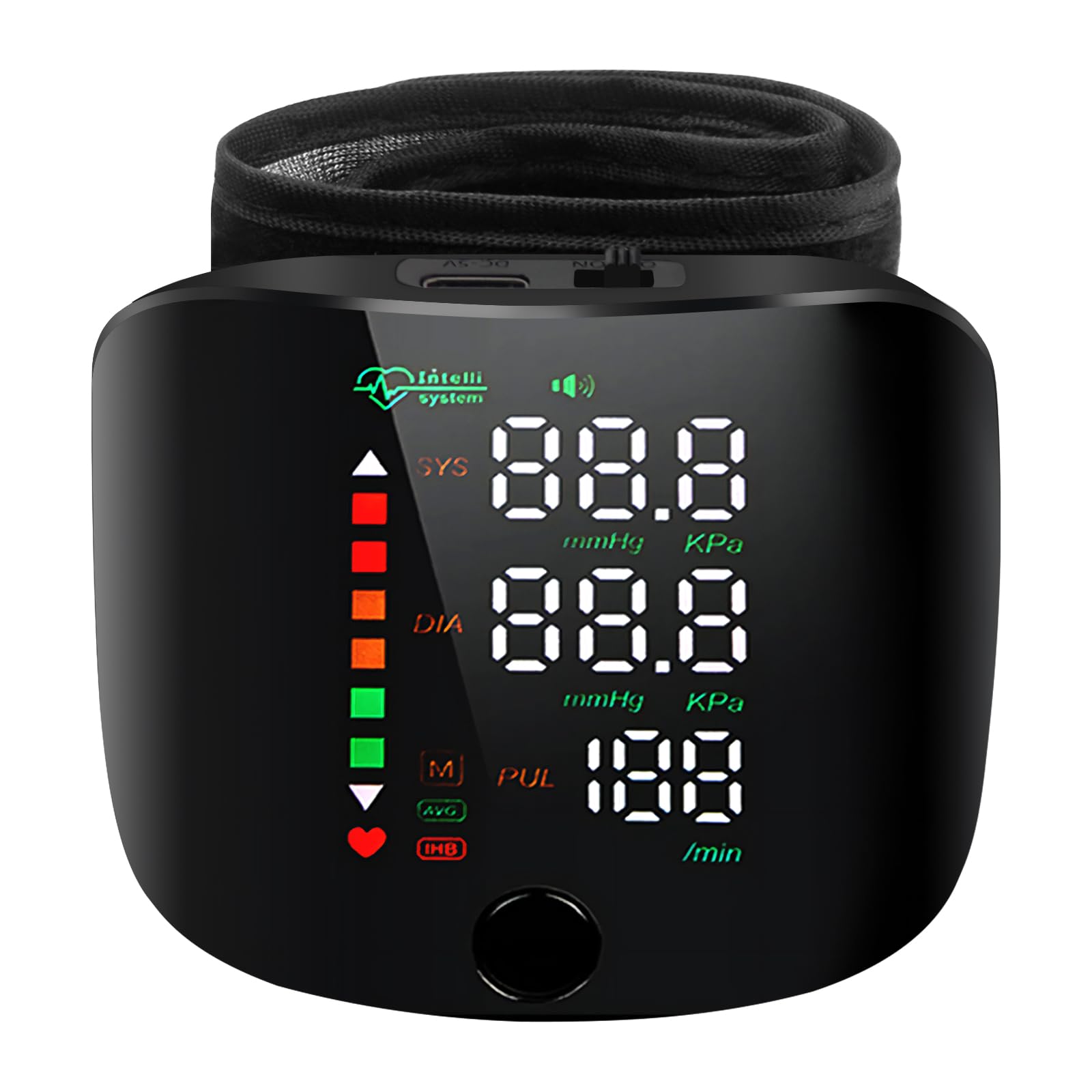 Double love Wrist Blood Pressure Monitor LCD Display, Touch Screen Wrist Blood Pressure Cuff 99x2 Reading Memory Wrist Bp Monitor with Carrying Case, Black