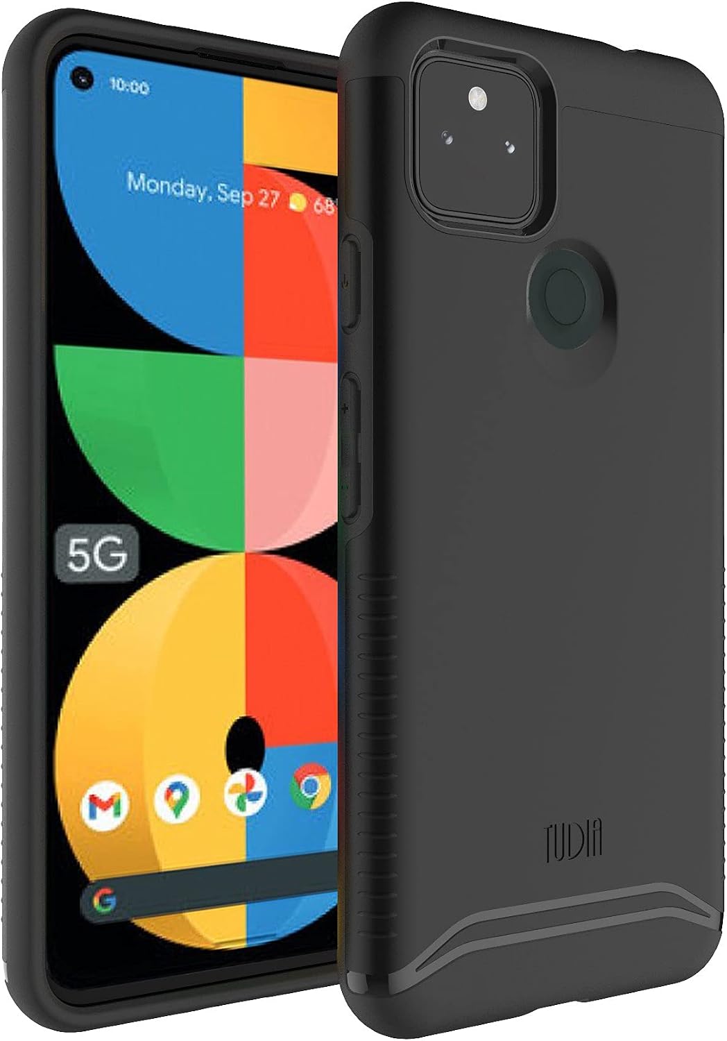 TUDIA DualShield Designed for Google Pixel 5a 5G Case (2021), [Merge] Shockproof Tough Dual Layer Hard PC Soft TPU Slim Protective Case Cover - Matte Black