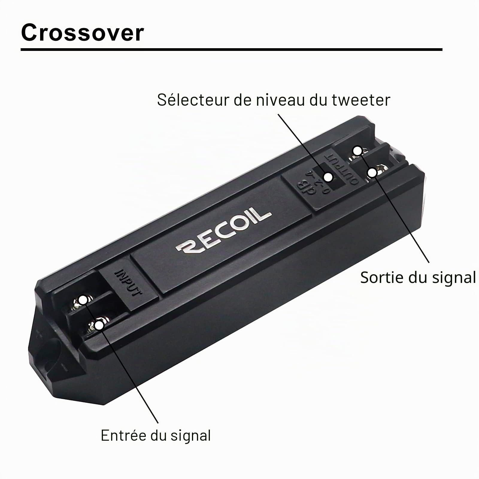 RECOIL RET1 Tweeter Voiture Dôme Soie Néodyme 2,5cm Crossover 3 Niveaux | 100W Max, 50W RMS, 92dB, Montage Surface/Angle/Encastré – Paire
