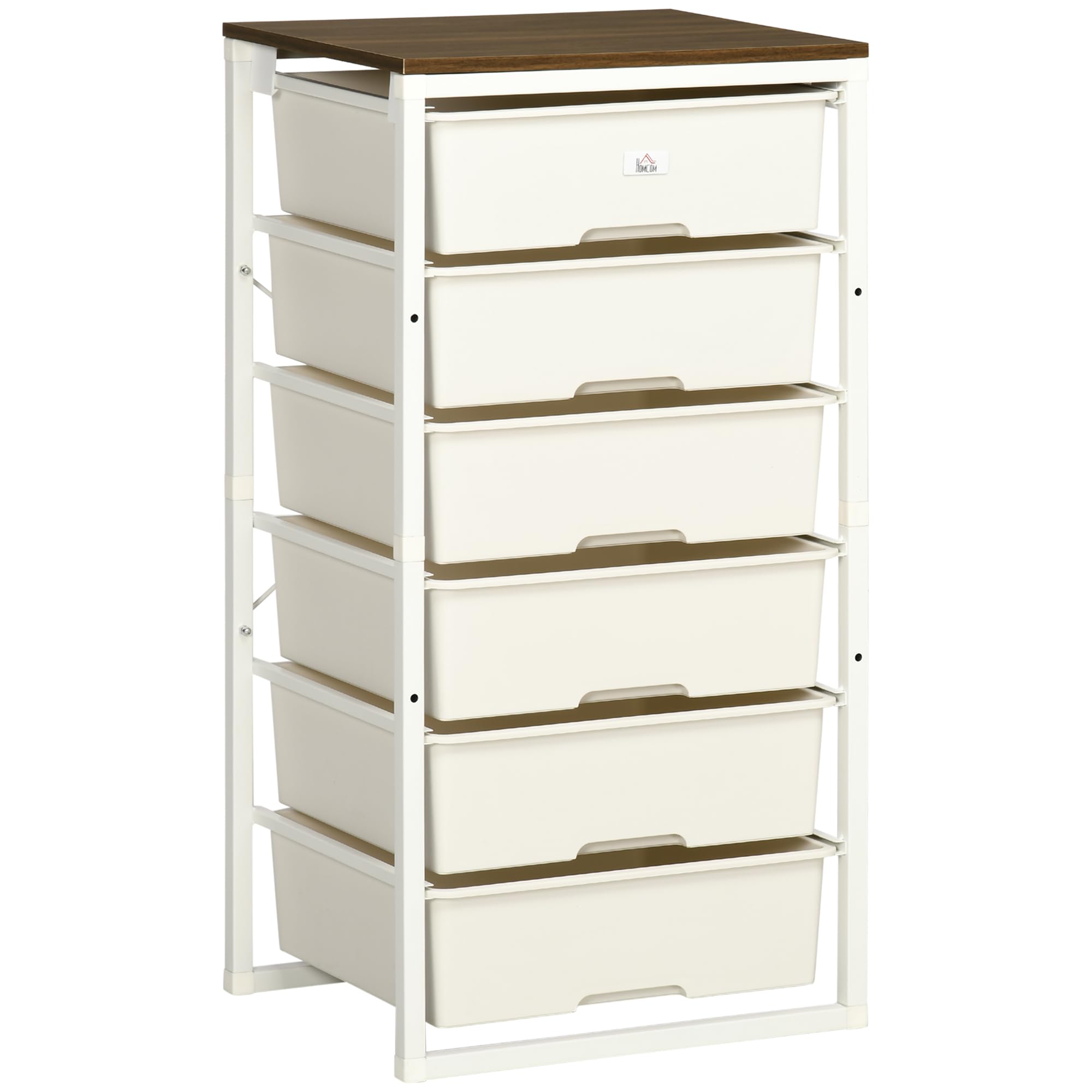 Homcom Unisex White Chest Of Drawers 6 Drawer Dresser Storage Cabinet Bedroom Living Room In