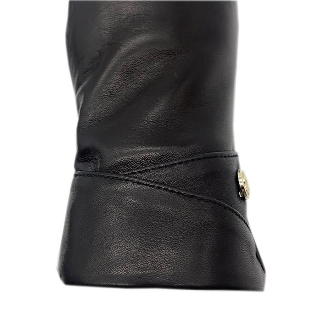 Guantes de Cuero de Invierno para Mujer, Negros, cálidos, con Forro para Conducir, Ciclismo, protección contra el frío, D 7,5 (D 8)