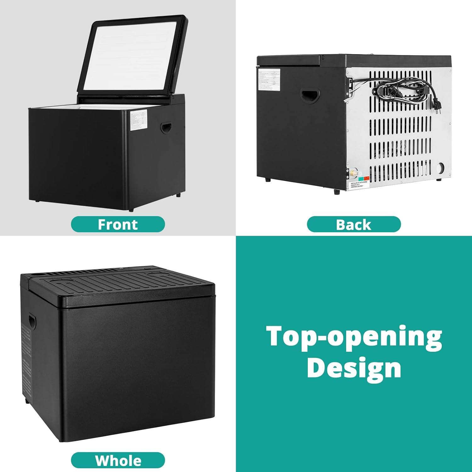 Small Propane Fridge 1.6 Cu.Ft Gas Cooler LPG Top Load Propane Chest Refrigerator Gas Absorption 110V for RV Off Grid Outside, 32 °F to 50 °F, Black