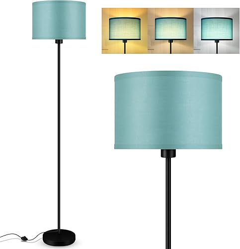 Miniatura 1 de Floor Lamp White, Standing Lamp, 58" Tall Floor Lamp with Black Lampshade, Foot Pedal Switch, Modern Bright Floor Lamps for Living