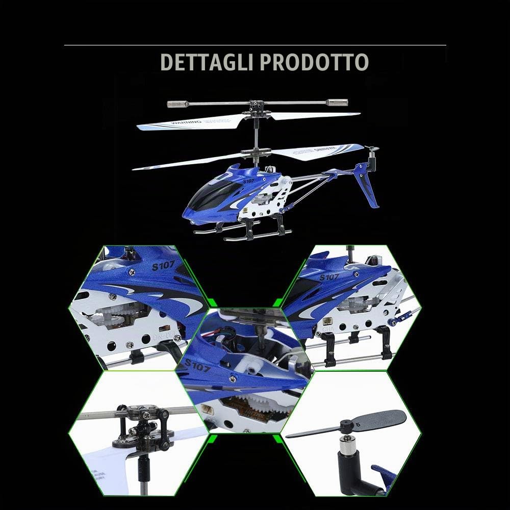 Syma S107G 3 Canali Elicottero infrarossi controllata con Controllo di stabilità giroscopica - Blue