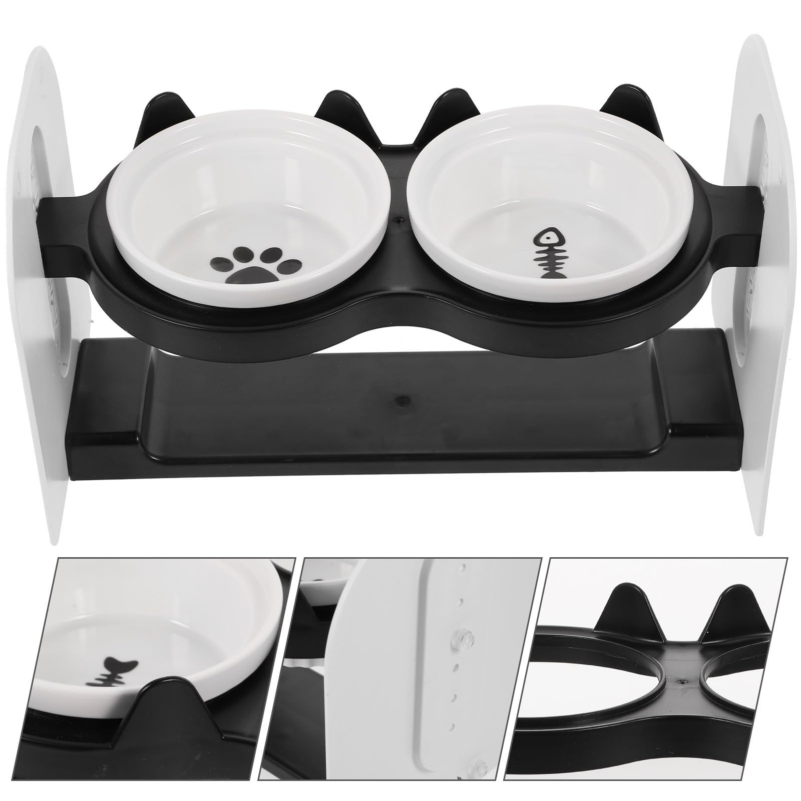 ABOOFAN Doppelnapf aus Keramik, höhenverstellbarer Rutschfester Futternapf für Katzen und Hunde, abnehmbares Design, 1 Set, geeignet für Fütterung zu Hause und unterwegs