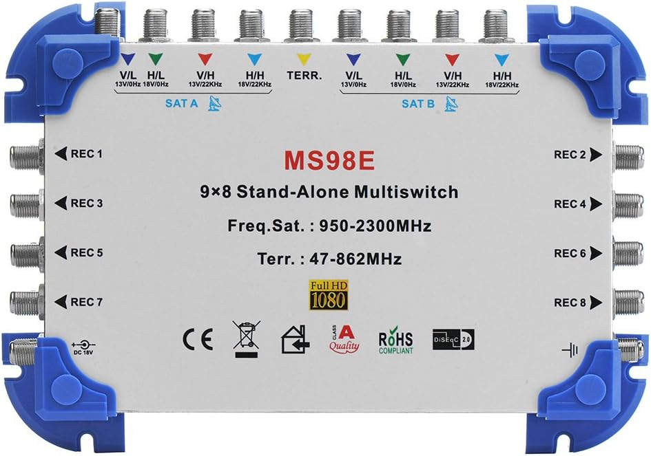 Tuorbot 9 x 8 Satellite Multiswitch Min-Max 9-In/8-Out FTA Receiver