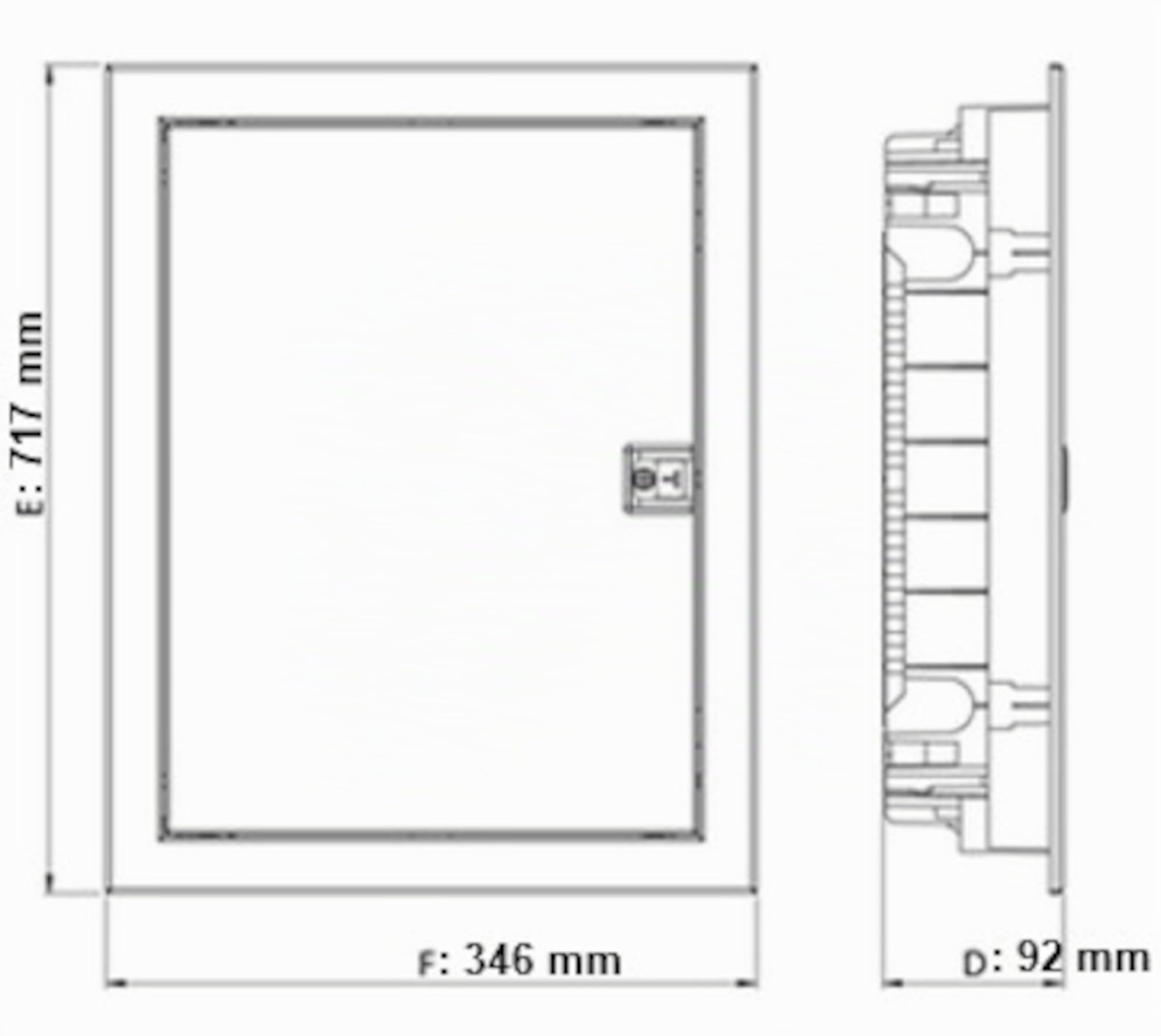 Intratec boîtier multimédia et tableau de distribution combiné encastré, IP30, 717 x 346 x 92 mm, 2 rangées, 24+4 modules, porte en acier blanc RAL 9003, répartiteur de communication