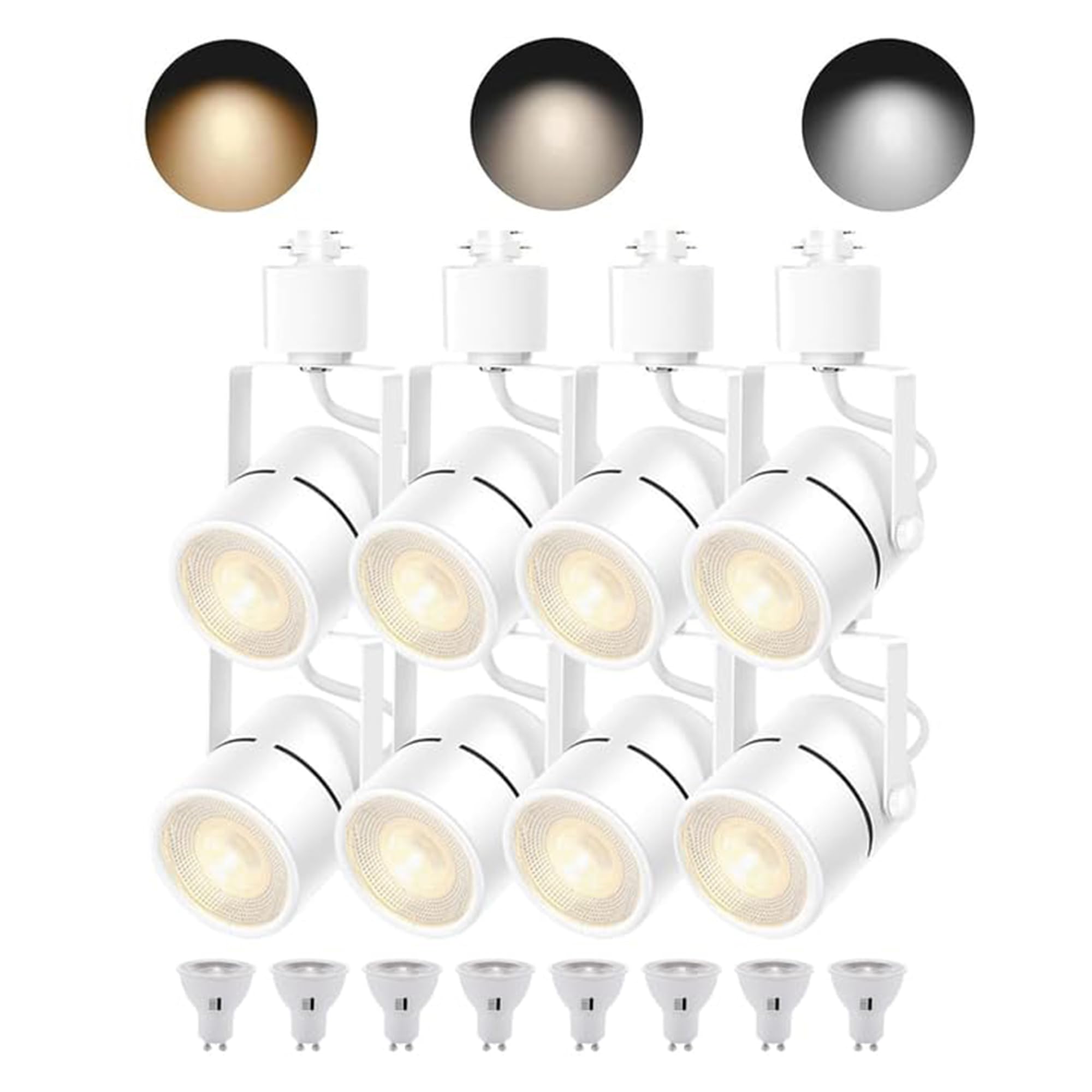 Track Lighting with GU10 3CCT Dimmable Replaceable Bulbs White 8 Heads