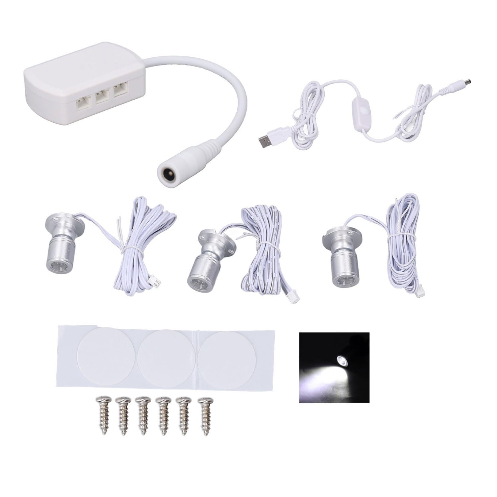 Foco Led USB 5V Color Regulable Mini Punto De Techo Escaparate Patrón Escaparate Luz Decoración De La Habitación 1 A 10 Juegos(Pack-6,3000k)