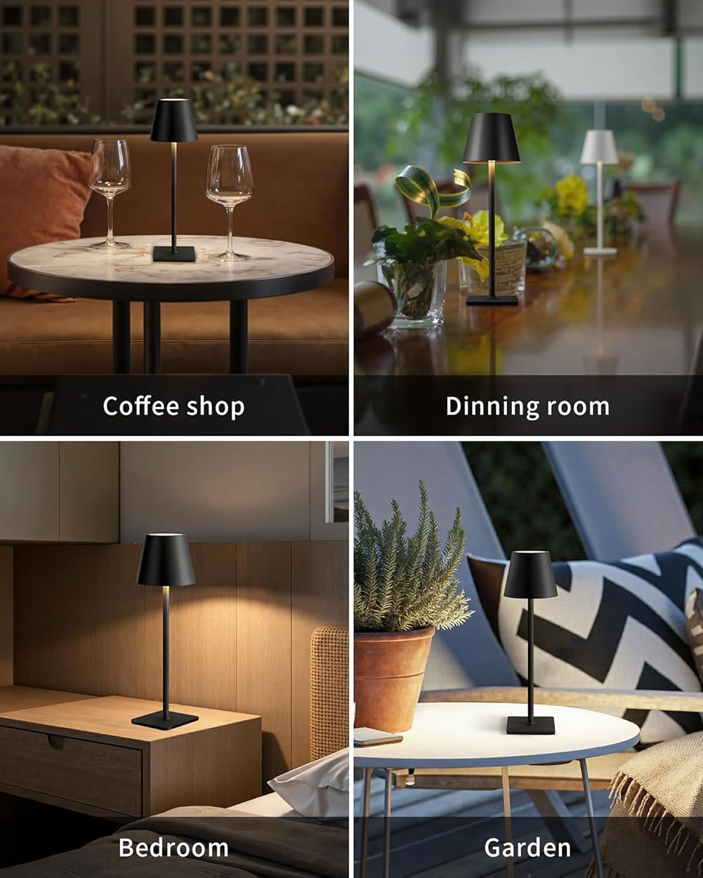 2 pezzi Lampada da Tavolo a Batteria a Forma di Fungo LED Dimmerabile Lampada da Tavolo per Interni Senza fili Ricaricabile Alimentata a Batteria Luce Notturna per Comodino Per Interni,Nero