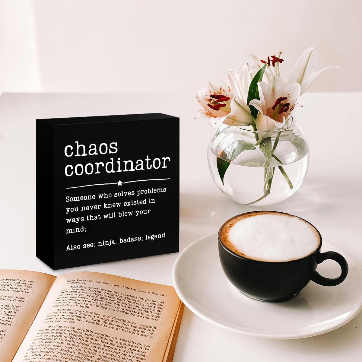 Funny Chaos Coordinator Gifts Office Decor, Chaos Coordinator Wooden Box Sign, Thank You Gifts, Home Farmhouse Table Shelf Desk Decor Accessories, Appreciation Gifts for Coworkers Colleague Leader - Image 4
