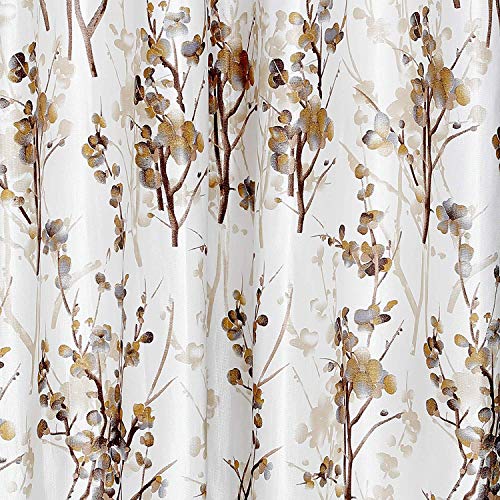 Image of Polyester Floral Print Light Filtering Door Curtain for Bedroom Living Room, 8 feet Long, Coffee, Set of 1