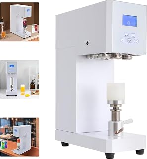 Semi Automatic Can Sealer Machine with Counter for Commercial Use, Seals Soda, Glass, Plastic, and Tin Cans Efficiently,White
