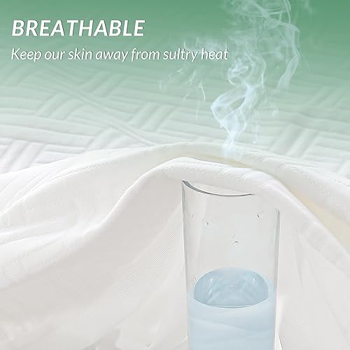 Miniatura 5 de Coriwell Protector de colchón impermeable de tamaño matrimonial, funda de colchón de rayón de bambú lavable, tela de aire 3D, ultrasuave,
