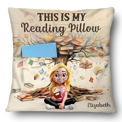 Peties.com Personalized Pocket Pillow - Book Lover Gift, Reading Nook