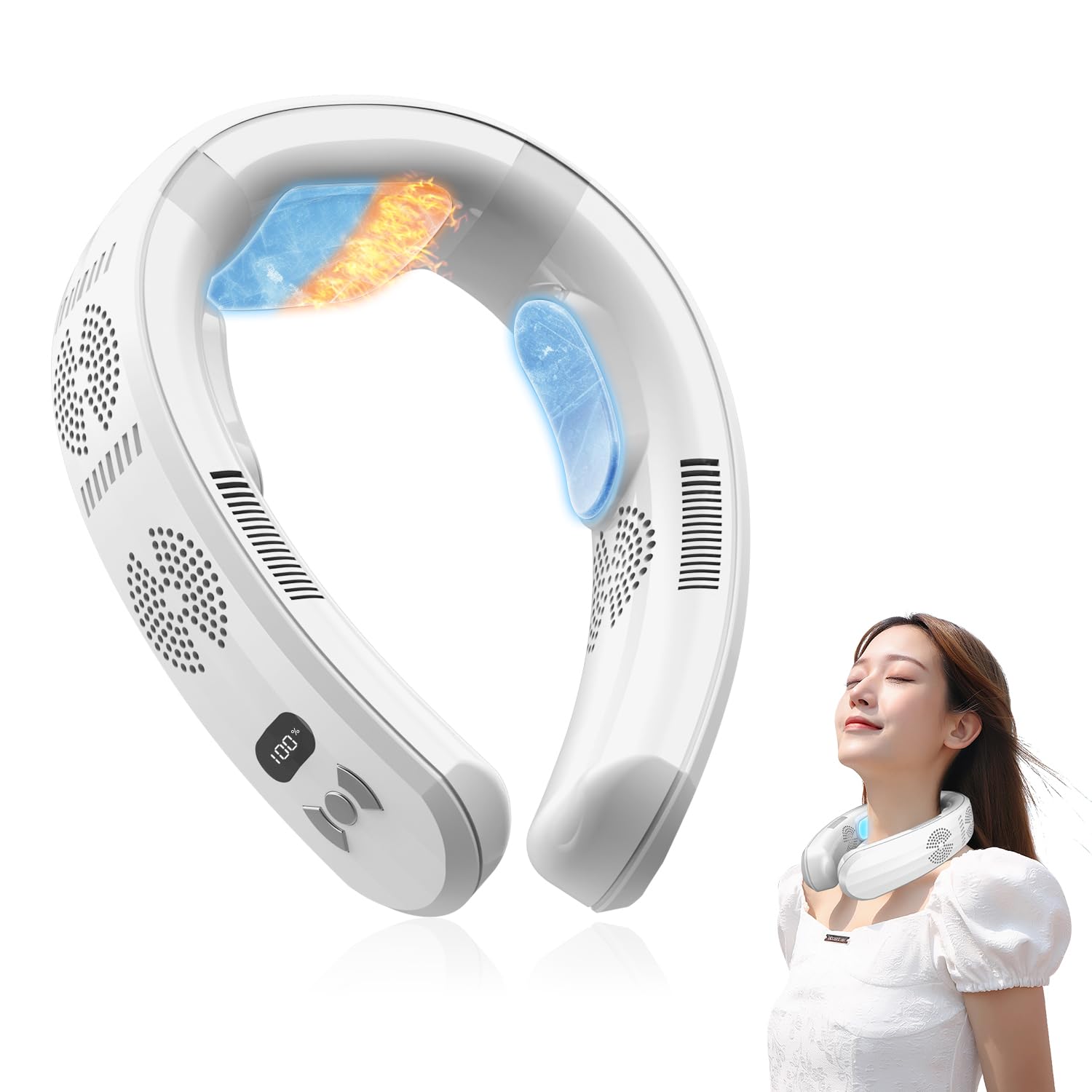 首掛け扇風機 ネッククーラー RUSEPIN　2025年夏新型・超長冷感プレート Amazon.co.jp: 首掛け扇風機 ネッククーラー RUSEPIN【2025年夏