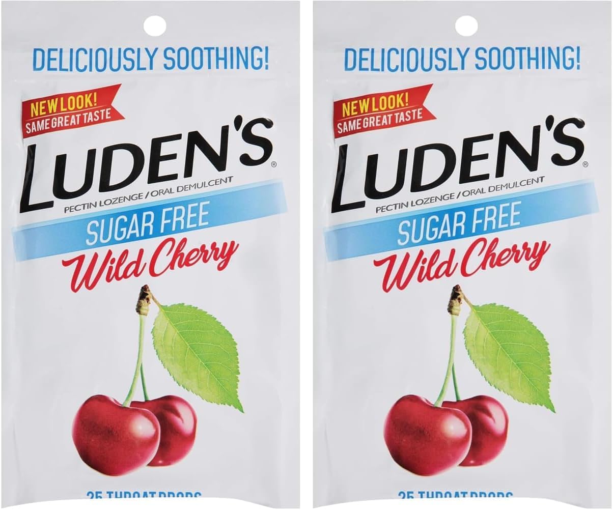 Ludens Sugar Free Throat Drops-Wild Cherry-25 ct (Pack of 2)