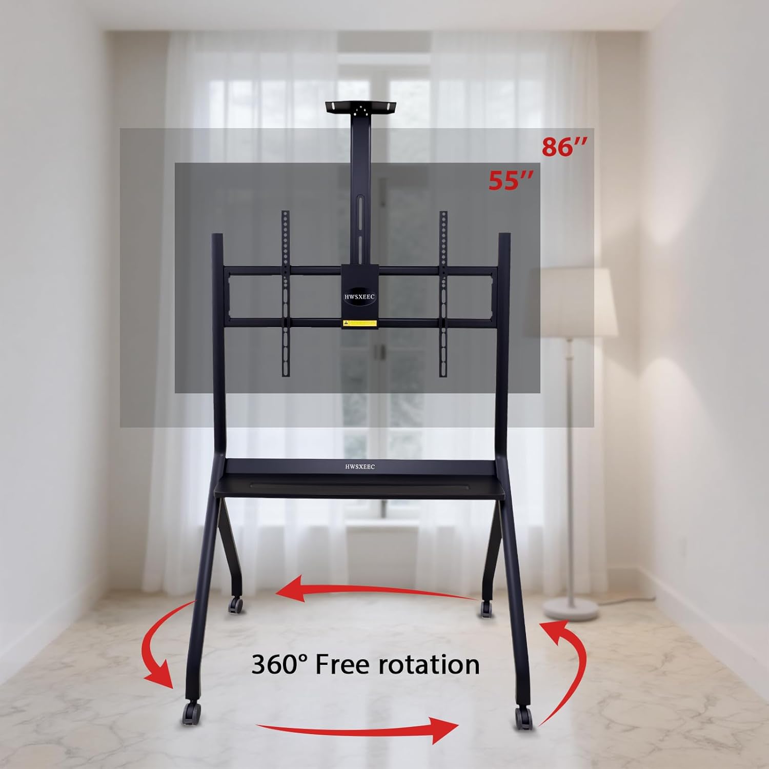 Smart Board Stand with Wheels for 55''-86'' Interactive Whiteboard, Electronic Smart Whiteboard Stand with 4 360-Degree Omnidirectional Casters and Fixing Device to Prevent Movement