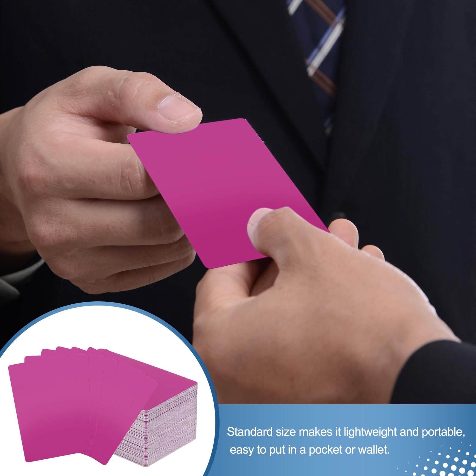 sourcing map 200 tarjetas de visita de metal con grabado láser de aluminio, tarjetas de nombre en blanco (0.4 mm de grosor, morado) – Multiusos personalizadas, para grabador láser CNC, bricolaje