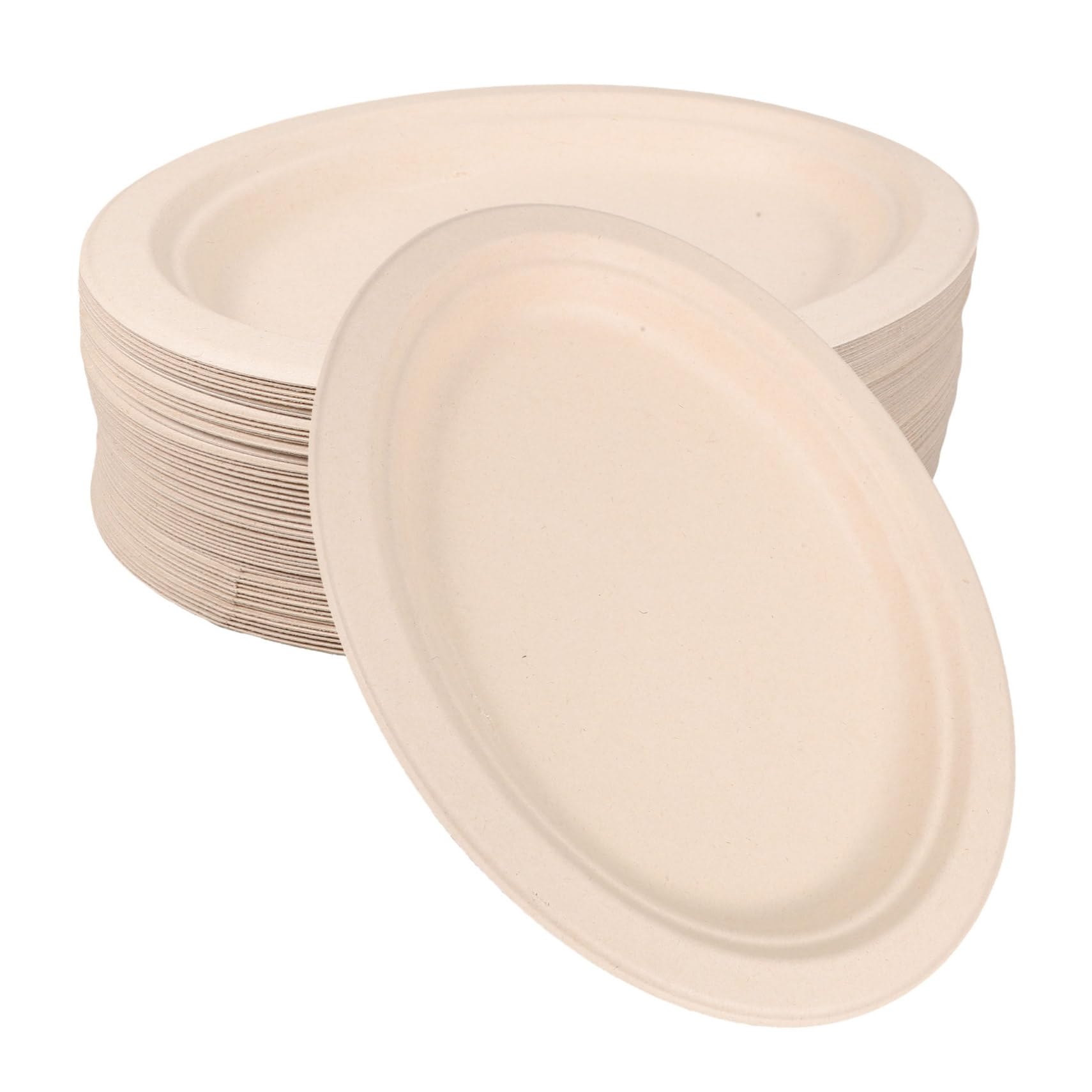 Amazon.co.jp: GARVALON 使い捨て楕円形紙皿50個セット パルプ素材採用