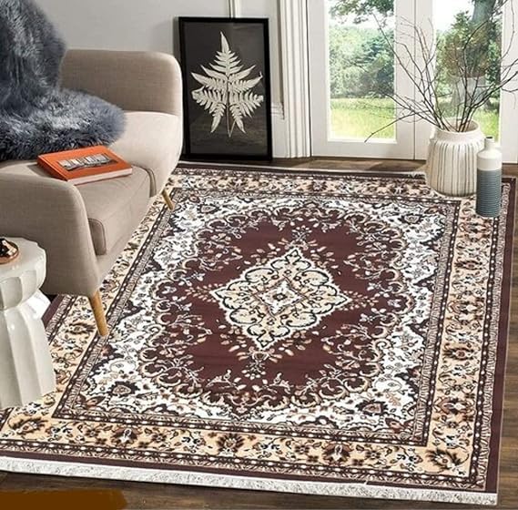 Image of Soft Washable Beautiful Acrylic Rugs for Home Decor Living Room 6x8 feet (180 x 235 CM) Brown