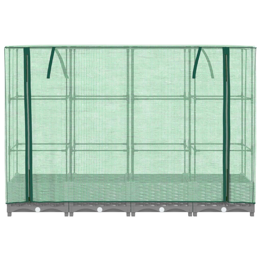 Homgoday Hochbeet mit Gewächshaus-Aufsatz Pflanzkasten Gemüsebeet Blumenbeet Blumenkasten Gartenbeet Pflanzbeet Frühbeet für Balkon Garten Terrasse Rattan-Optik 160x40x123 cm Hellgrau